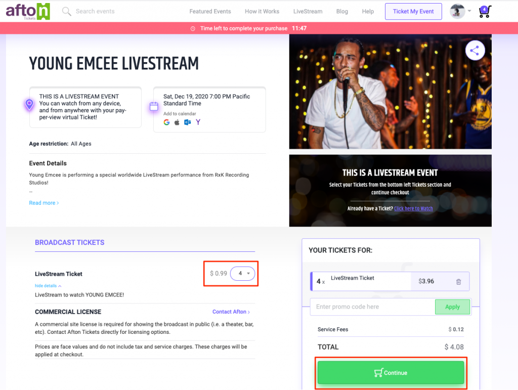How to Purchase and Share LiveStream Links Afton Tickets